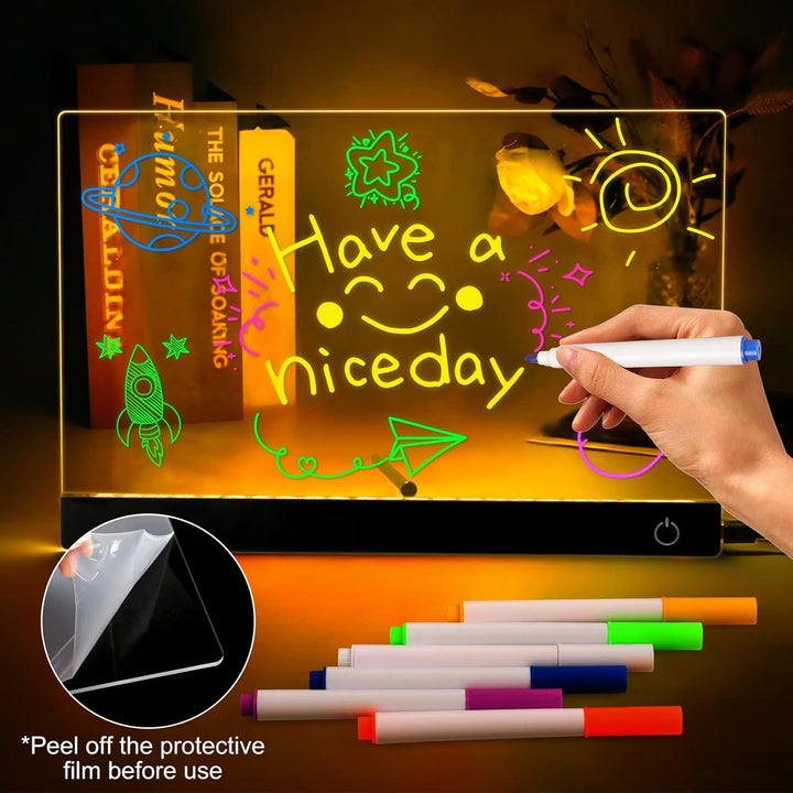 LED Notiztafel mit Farben, 30x20 CM Leuchtendes LED Zeichenbrett für Kinder, 6 Farben Einstellbar 4
