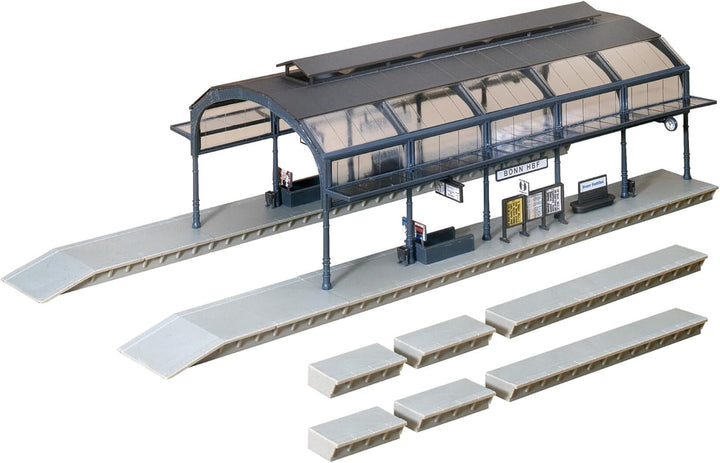 FALLER Bahnhofshalle Modellbausatz mit 95 Einzelteilen 417 x 178 x 122 mm I Modelleisenbahn Zubehör