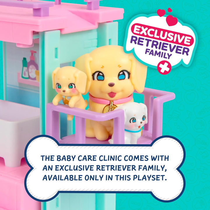 Little Live Pets Mama Surprise Families Baby-Klinik-Spielset, 3 Retriever-Welpen enthüllen, magisch,