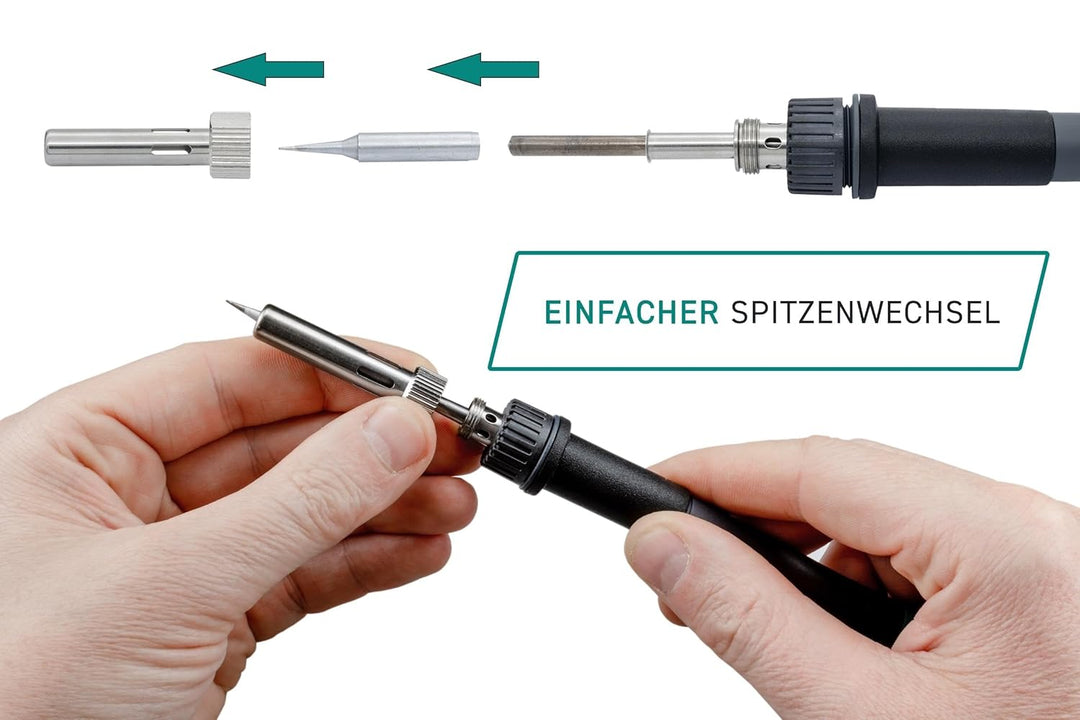 Quick 3104 Digital Regelbare ESD Lötstation inkl. Lötkolben mit 2 mm Lötspitze und Zubehör - 100°- 4