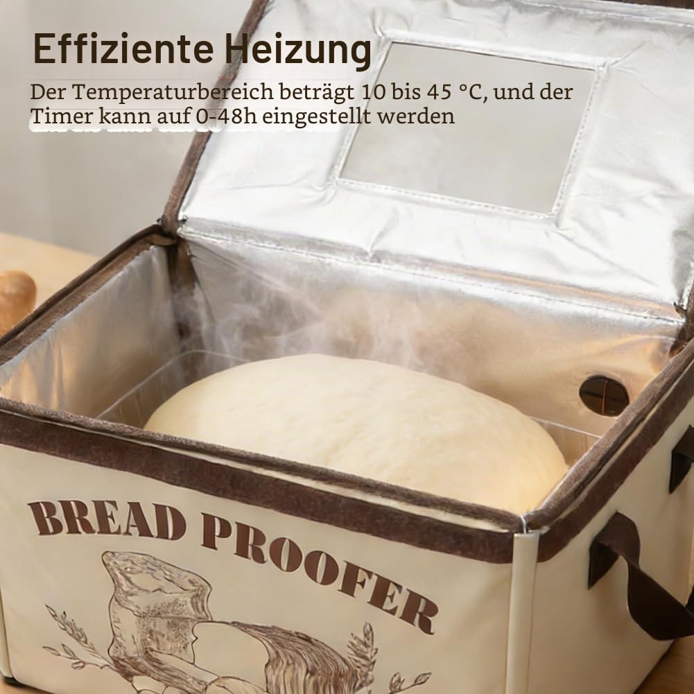 Brot Gärbox Sauerteig, Gärbox mit heizung für Brotteig Faltbare Teiggärbox Brot Gärschrank Einstellb