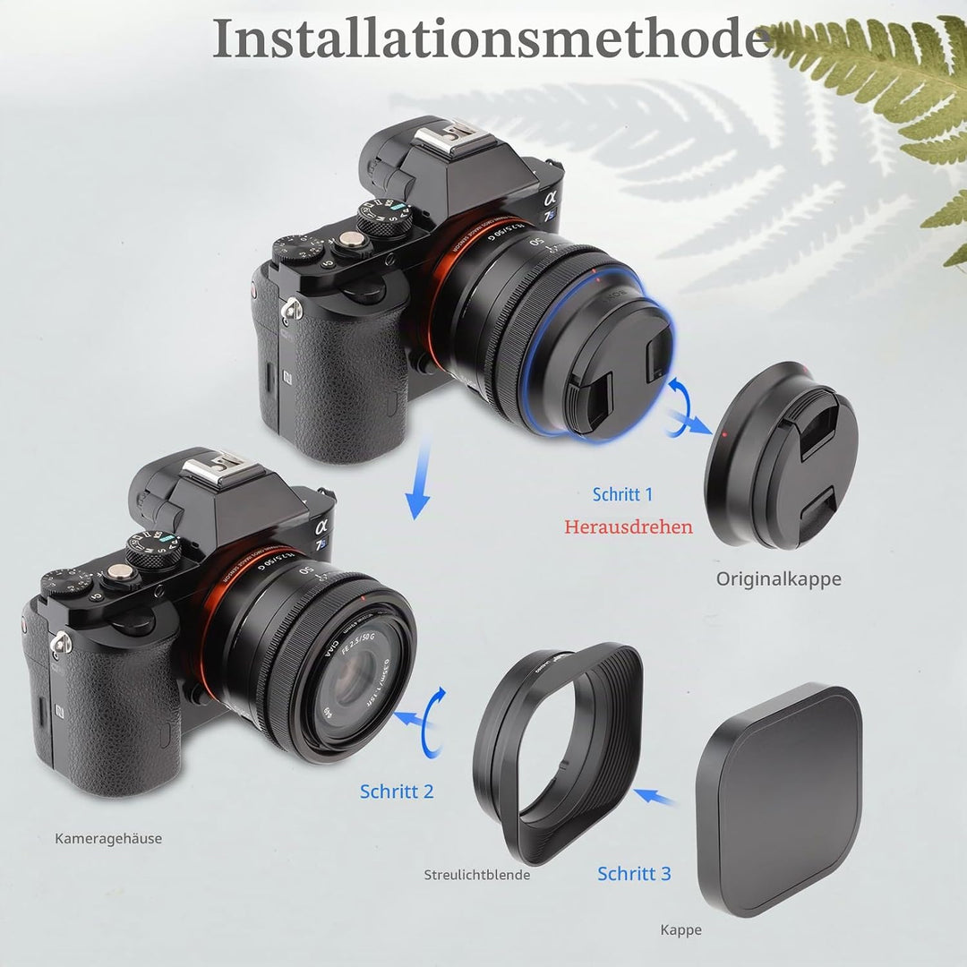Haoge LH-S245G Gegenlichtblende aus Metall, quadratisch, für Sony FE 50 mm F2.5 G, FE 40 mm F2.5 G,