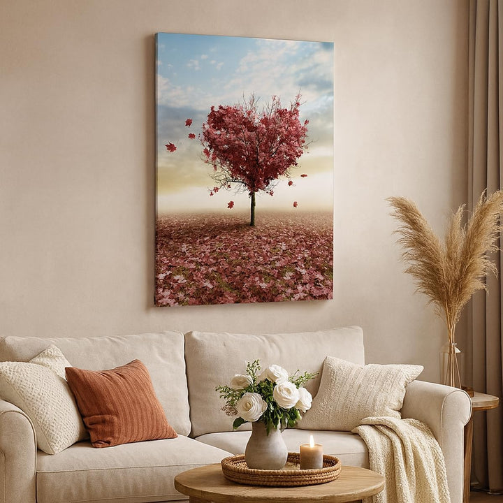 Bilder auf Leinwand 55x100cm Leinwandbild mit Rahmen Abstraktion Herbst Baum Blatt Gross Wanddeko Bi