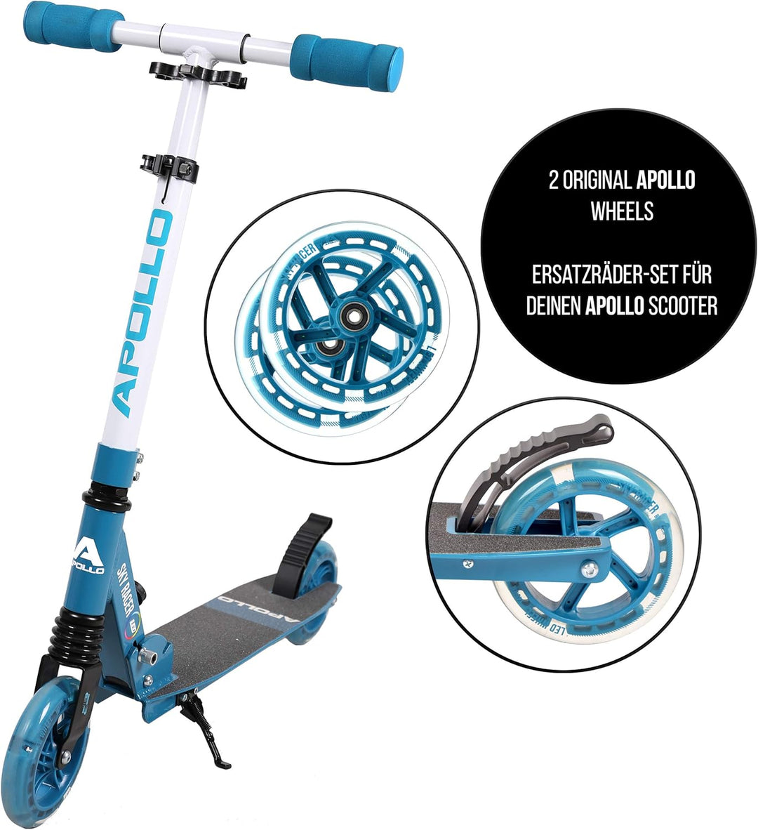 Apollo City Scooter 145mm Ersatzräderset Pro Wheels - ABEC 7 Kugellager, Roller Rad Ersatz-Räder pas