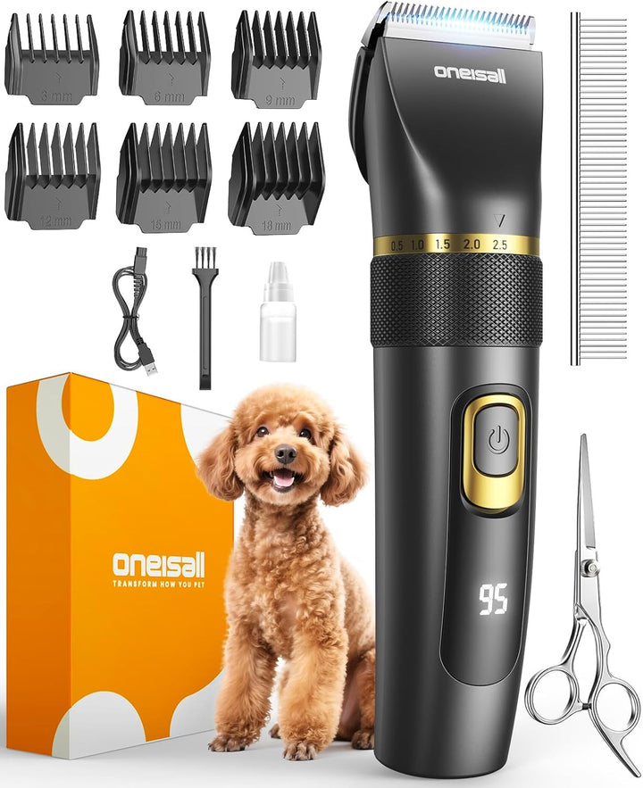 oneisall Leise Hundeschermaschine Upgrade Pro, Profi Schermaschine Hund Katze 2000mAh Wiederaufladba