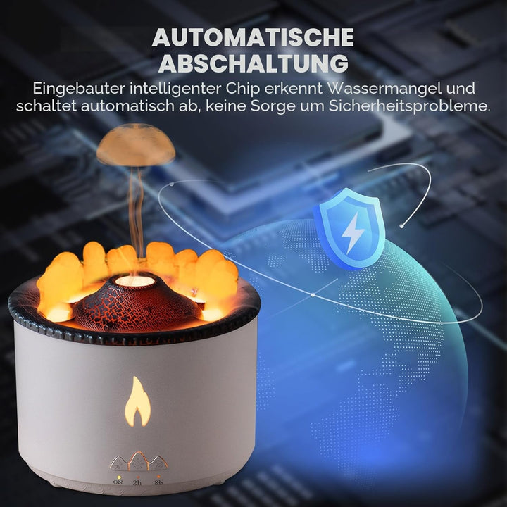 Vulkan Luftbefeuchter Flammen Aroma Diffusor: 360ml Aromatherapie Luftbefeuchter 2 Nebelmodus Luftbe