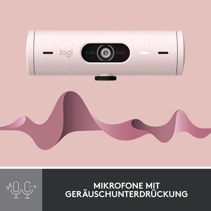 Logitech Brio 500 Full-HD-Webcam mit Auto-Lichtkorrektur, Zeigemodus, Doppelmikrofon + Rauschunterdr