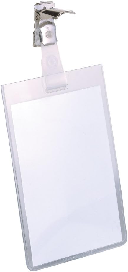 Durable Namensschild (mit Clip, 90 x 60 mm, Kunststoff) Packung à 25 Stück, transparent, 800219 Mit