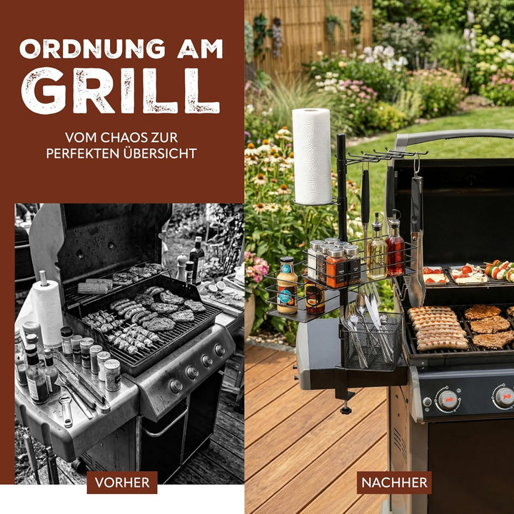 eluno 5-in-1 Grillzubehör-Organizer, Grill-Caddy inklusive Utensilienhaltern, Körben, Hakenleiste un