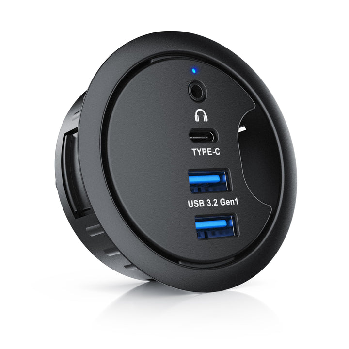 CSL - USB 3.2 In-Desk USB Hub - Tisch Kabeldurchführung - Tischkabeldose - 2 x USB 3.2 – 1 x USB C 3