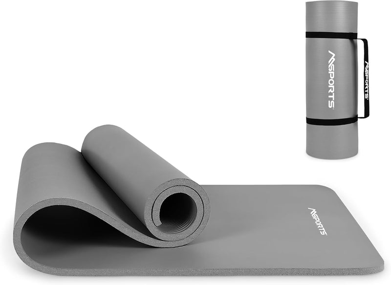 MSPORTS Gymnastikmatte | Yogamatte Premium rutschfest inkl. Tragegurt + Übungsposter + Workout App I