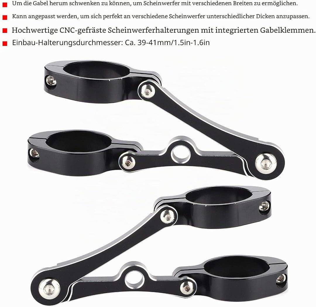 Tomantery Gabelrohr Motorrad Scheinwerferhalterung Silber Einstellbar für Motorrad Motorradzubehör(b