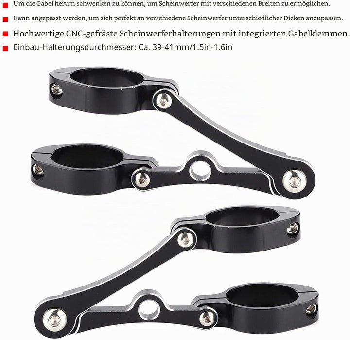 Tomantery Gabelrohr Motorrad Scheinwerferhalterung Silber Einstellbar für Motorrad Motorradzubehör(b