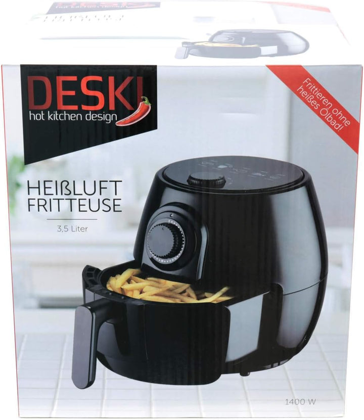Heissluft Fritteuse DESKI 3,5 Liter 1400 W schwarz glänzend