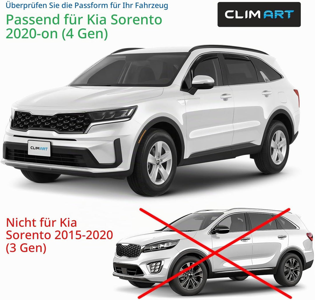 CLIM ART Windabweiser für/kompatible mit Kia Sorento 2020-2025 SUV MQ4 - Integrierte Regenabweiser -