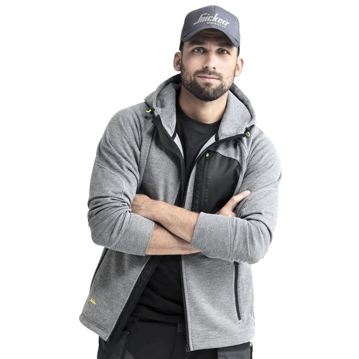Snickers Workwear Flexiwork Fleece-Hoodie in Grau/Schwarz