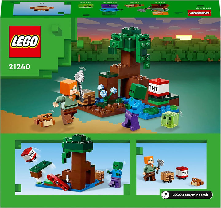 LEGO Minecraft Das Sumpfabenteuer Set, Spielzeug mit Figuren mit Alex- und Zombie-Figuren im Biom, G