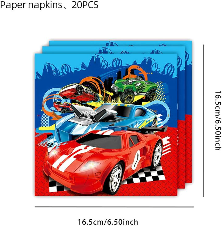 Doyomtoy Racing Car Spiel Auto Theme Partyzubehör Rennauto Geschirrset, Partyzubehör Set für 20 Gäst