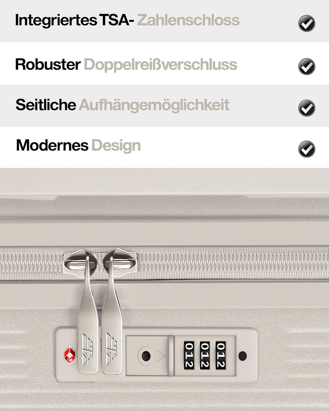 Leichter Premium Hartschalen-Reisekoffer Set 3-teilig (M/L/XL) – Koffer Set mit TSA-Schloss, 4 Spinn