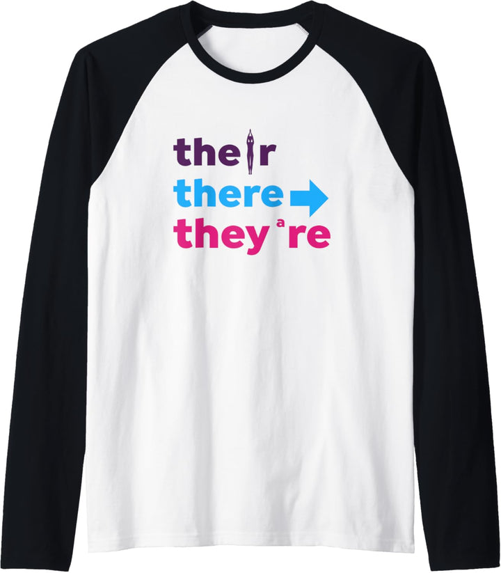 There Their They're English Retro Grammar Teacher 90s Style Raglan