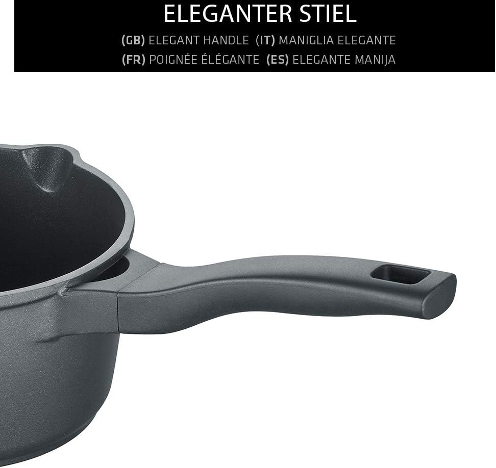 Berndes Topf Vienna 16 cm, allherdtauglich, Stieltopf mit 3-lagiger Antihaftversiegelung, Glasdeckel