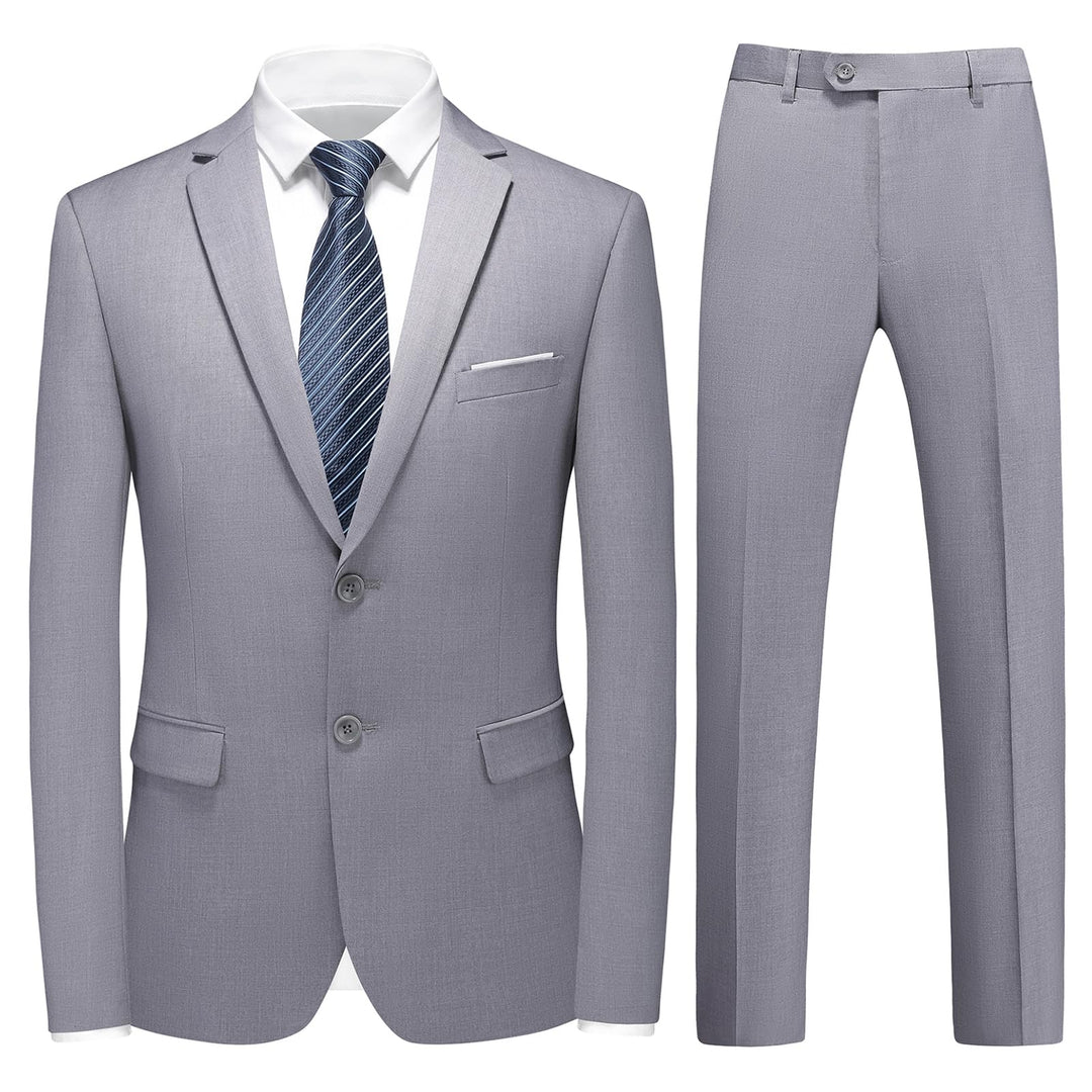 KUDMOL Herren Anzug 2 Stücke Slim Fit Anzug Business Hochzeit Formal Dinner Zwei Knöpfe Smoking Anzu