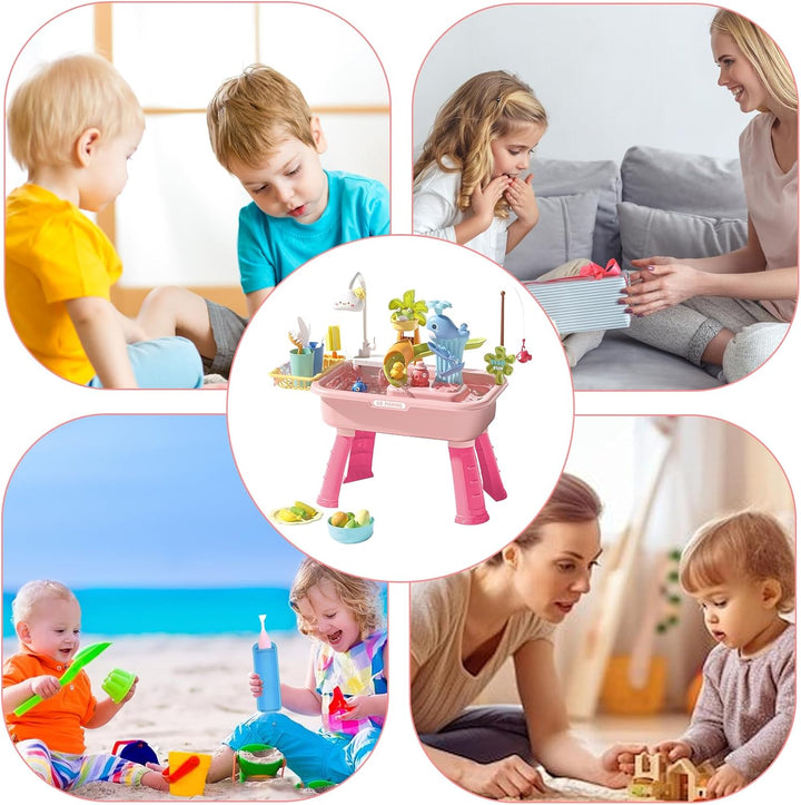 Wasserspiel-Tisch - Kinder Sand-Wasser-Tisch,4 Funktionen Spüle Mit Elektrischem Rollenspiel Für Gar