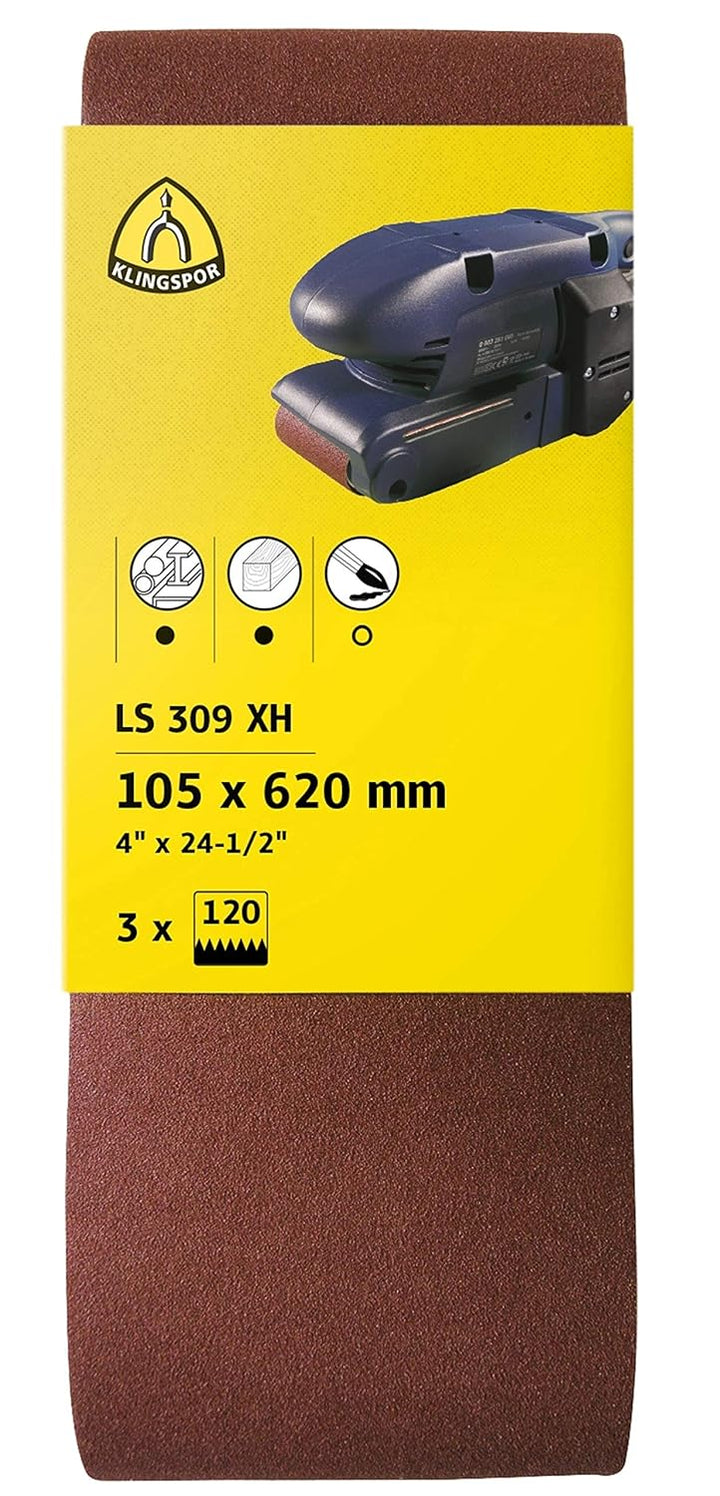 KLINGSPOR 7020 Schleifbänder für Handbandschleifer SB-Verpackt LS 309 XH, 75X533 mm, 6 Stk. Korn: 80