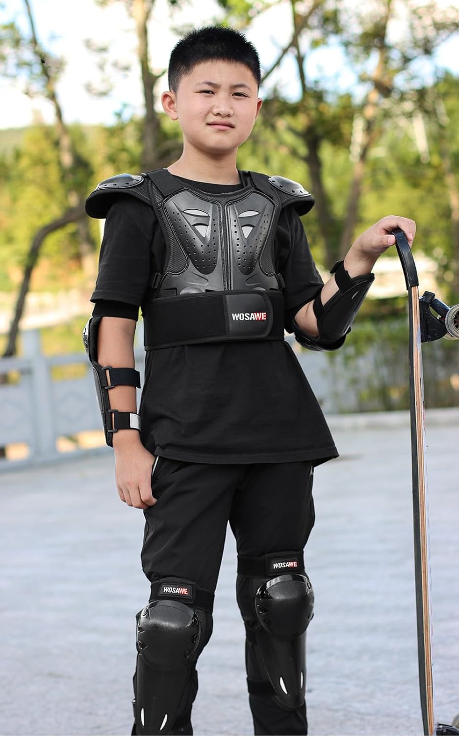 WOSAWE Kinder-Schutzkleidung mit Knieschoner Ellenbogenschoner Schutz Weste Motorrad Ganzkörperschut