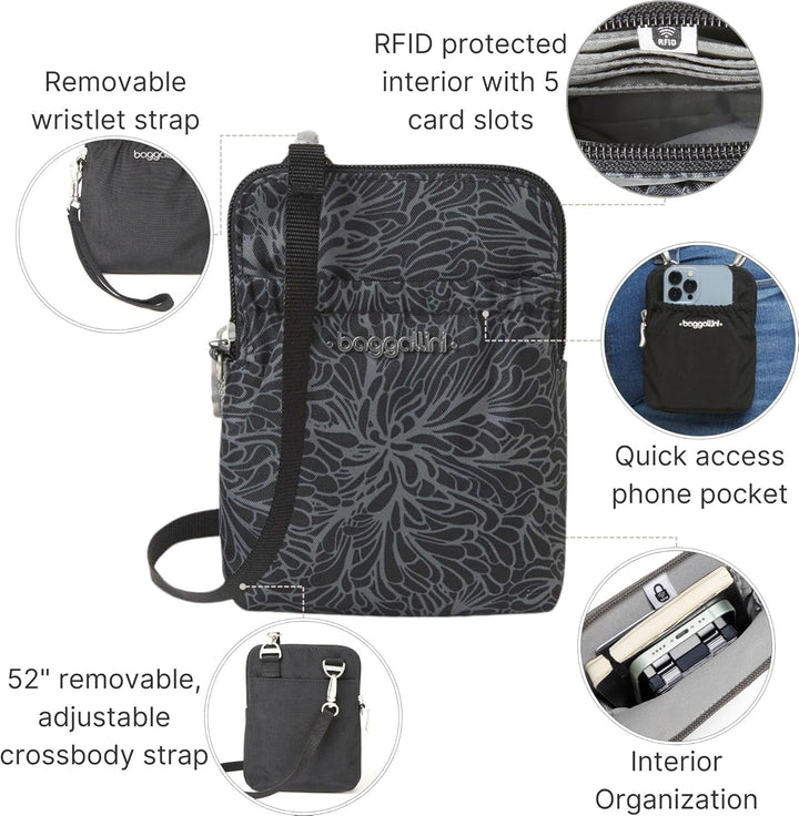 Baggallini Rfid Bryant Pouch Rfid Bryant Pouch Midnight Blossom, Midnight Blossom