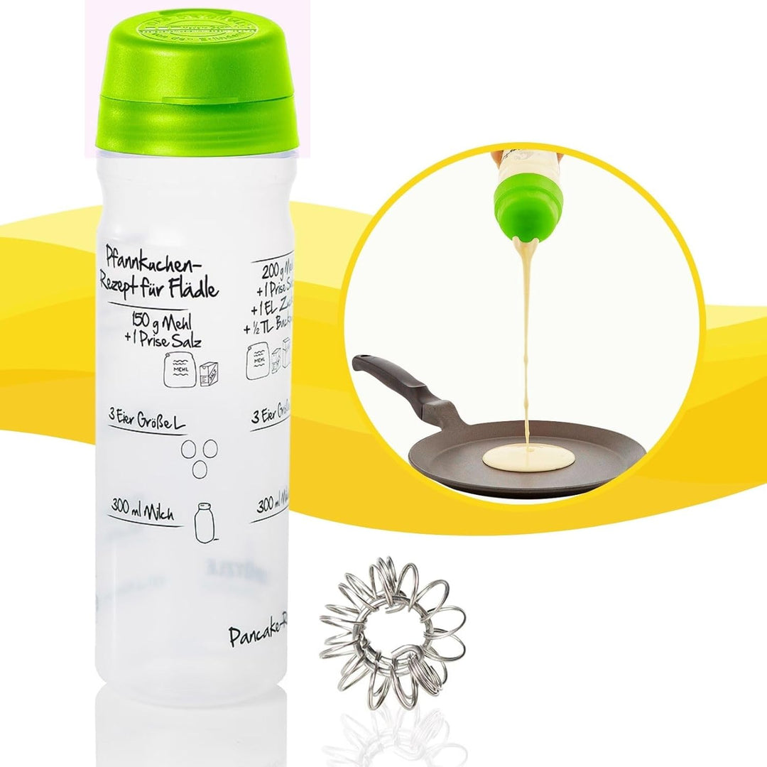 Spätzle-Shaker Shaker-Set (GRÜN) mit 875ml-Pfannkuchen-Shaker + 4-Portionen-Spätzle-Shaker Teigmixer