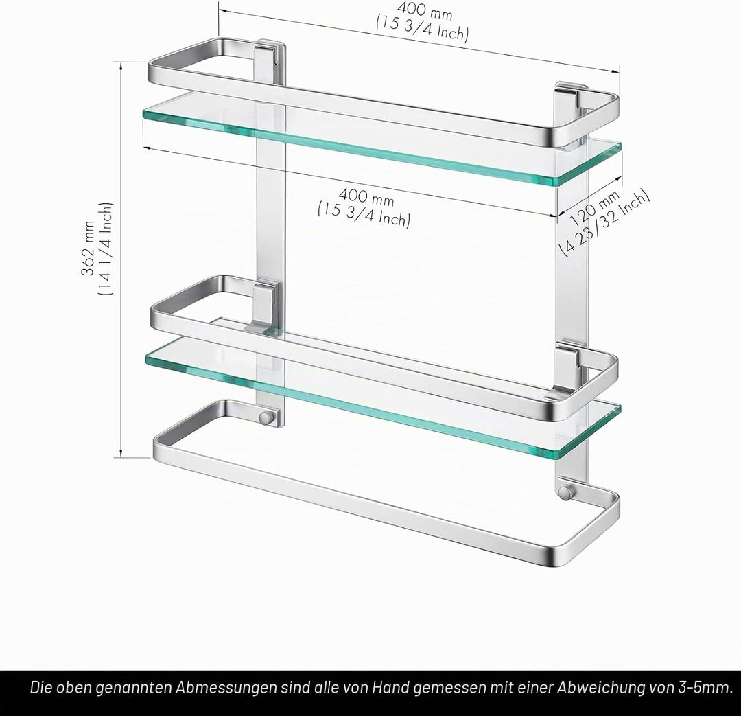 KES Duschablage Glas Duschregal Glasablage für Badezimmer Wandregal Glasregal Dusche Ablage Hängereg