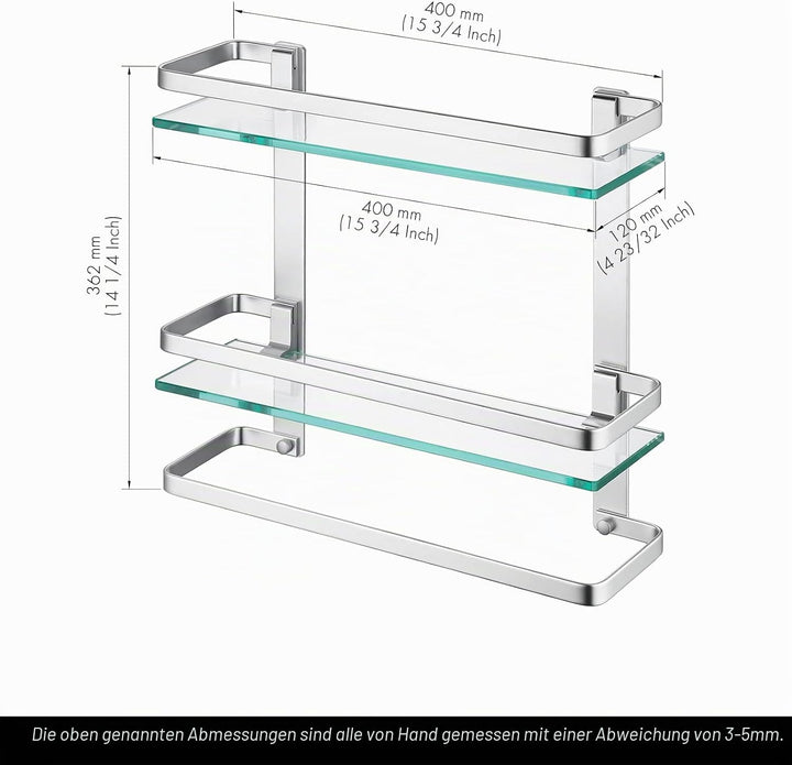 KES Duschablage Glas Duschregal Glasablage für Badezimmer Wandregal Glasregal Dusche Ablage Hängereg