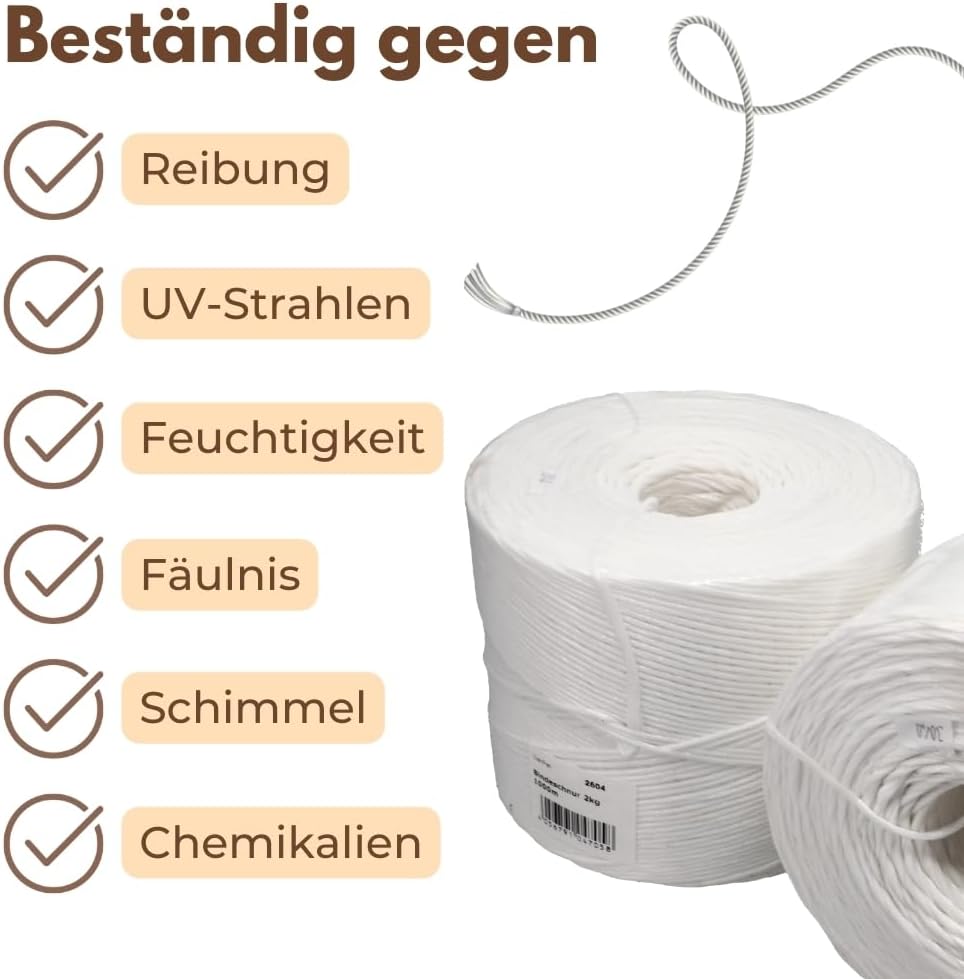 GarPet Bindegarn 1000m Gartenschnur Pflanzschnur Bindeschnur Schnur Garn Pressengarn Paketschnur PP