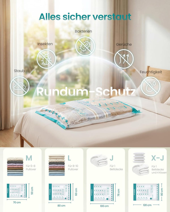 SONGMICS Vakuumbeutel für Kleidung, Vakuumierbeutel, elektrische Pumpe wiederaufladbar, Aufbewahrung