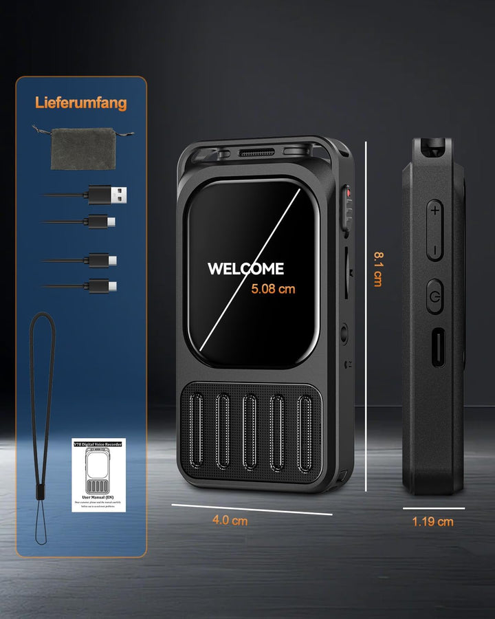 Diktiergerät mit 2 Zoll Touchscreen & Bluetooth, XIXITPY HD 100Std Aufnahmegerät mit DSP-Rauschunter