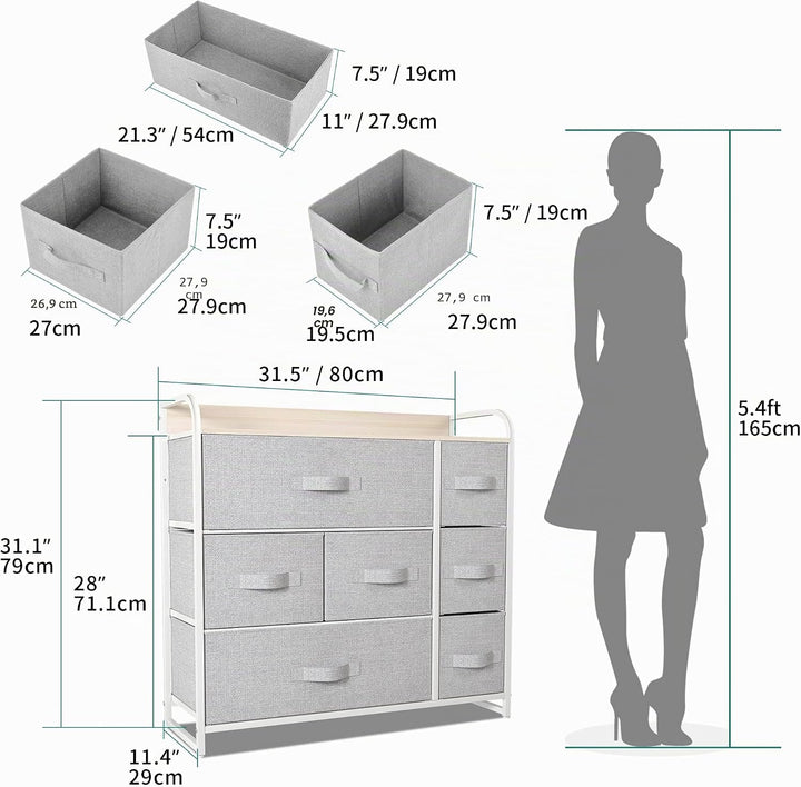 YITAHOME kommode mit Schubladen, Schrank mit 7 Schubladen aus Stoff, Aufbewahrungskommode Modernen S