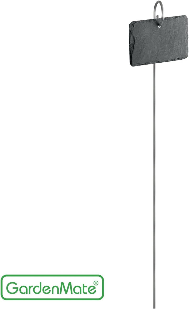 GardenMate® 10er Set Schilder aus Schiefer mit Metallstab 55cm - Stil, 10er Set Pflanzenschilder, Na