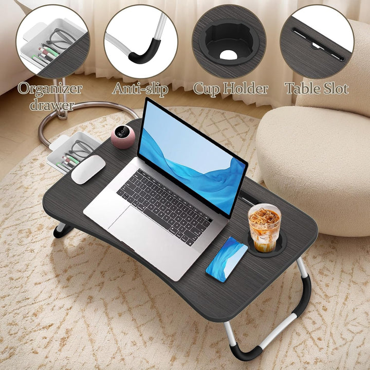 Huracan Laptoptisch Betttablett Klappbar, Tragbares Laptop Tisch für Bett, Lapdesk mit Schublade und