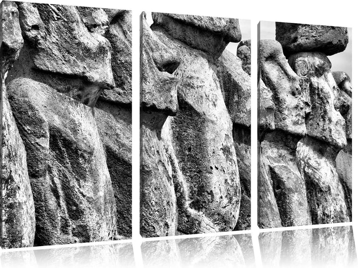 Pixxprint Osterinseln Statuen Detailansicht als Leinwandbild/Grösse: 3 Teilig (120x80) cm/Wandbild/K