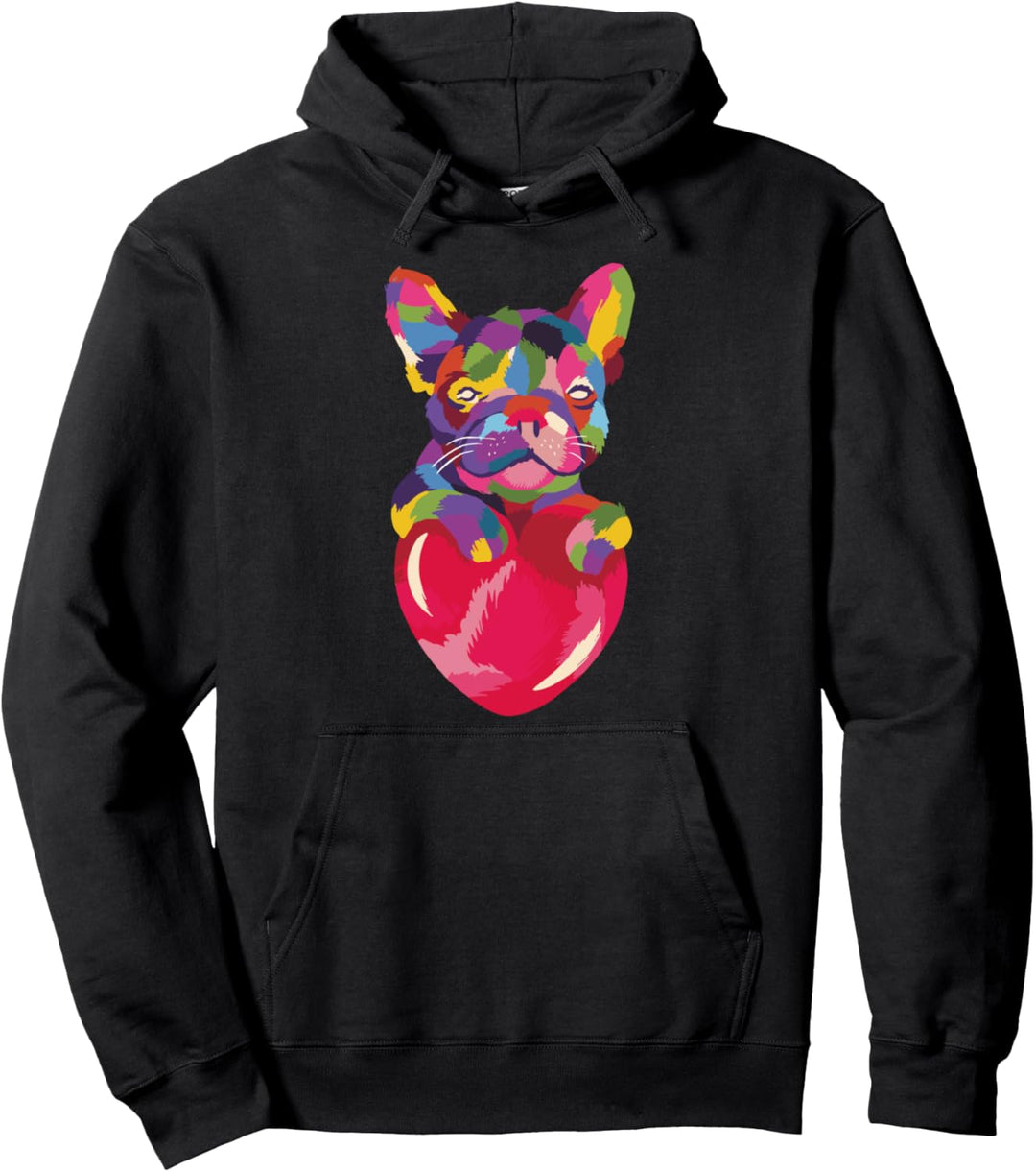 Niedliche bunte Bulldogge Hund Haustier Französisch Pullover Hoodie