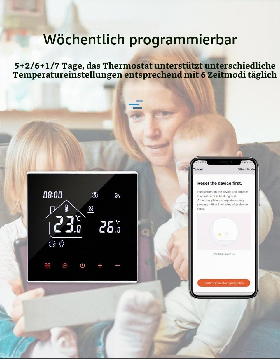 RKHK M4 Thermostat-Smart Wi-Fi Raumthermostat für Wasser, Fussbodenheizung, Digitale Heizungsthermos