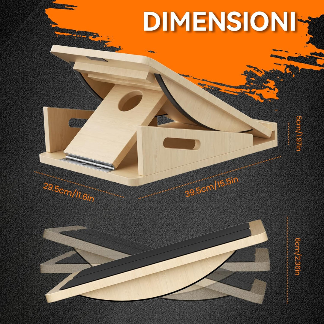 2-in-1 Schrägbrett aus Holz für Wadendehnung und Gleichgewicht, Balance-Board verstellbare Knöchel-S