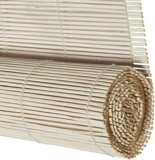 Estores Basic, Bambus-Jalousie, Weiss, Kreide, 90 x 175 cm, Rollos für Fenster