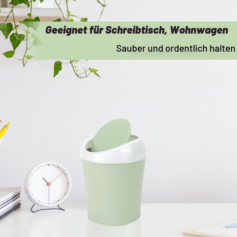 4 Stücke Mülleimer Klein mit Deckel, Mini Tischmülleimer mit Schwingdeckel und 8 Rollen Müllsäcke, B