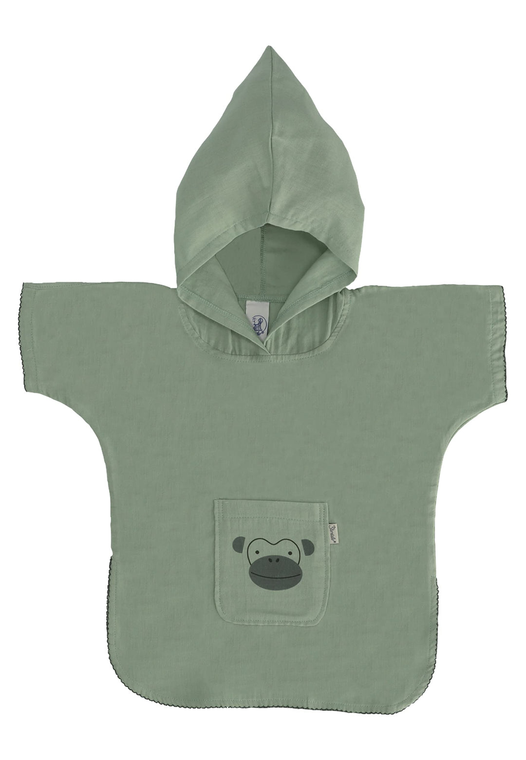 Sterntaler Unisex Kinder Poncho Affe Albert, Baumwollmusselin, mit Kapuze und Fronttasche, ideal für