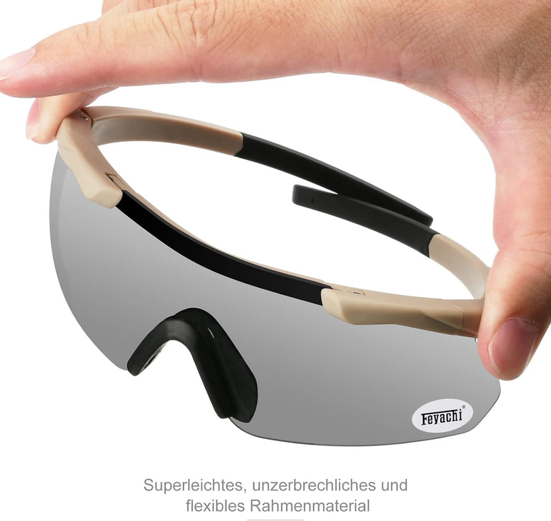 Feyachi Schiessbrille mit 3 Austauschbaren Gläsern, Schutzbrille Schlagfester Augenschutz, UV-400-S