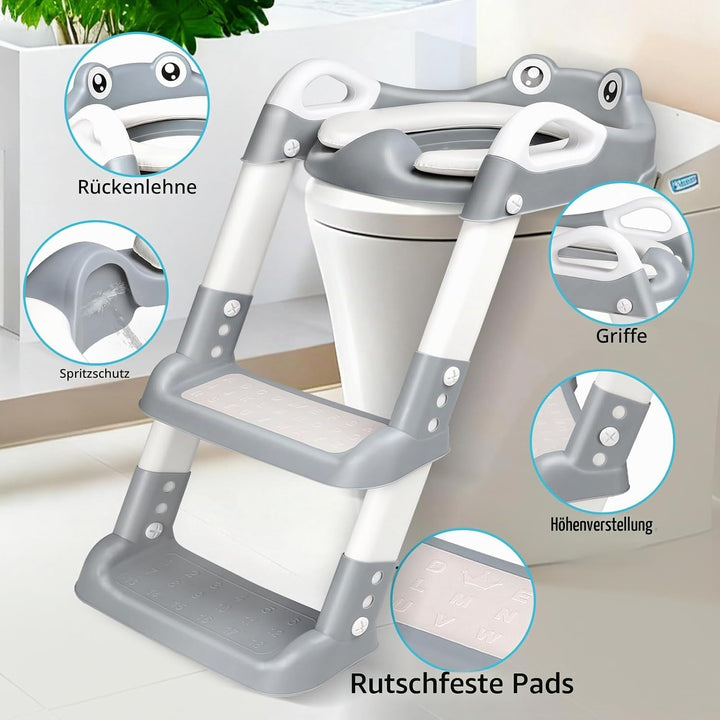 Toilettensitz Kinder mit Treppe, Toilettentrainer für Kinder, 2 IN 1 Toilettentrainer mit Treppe für