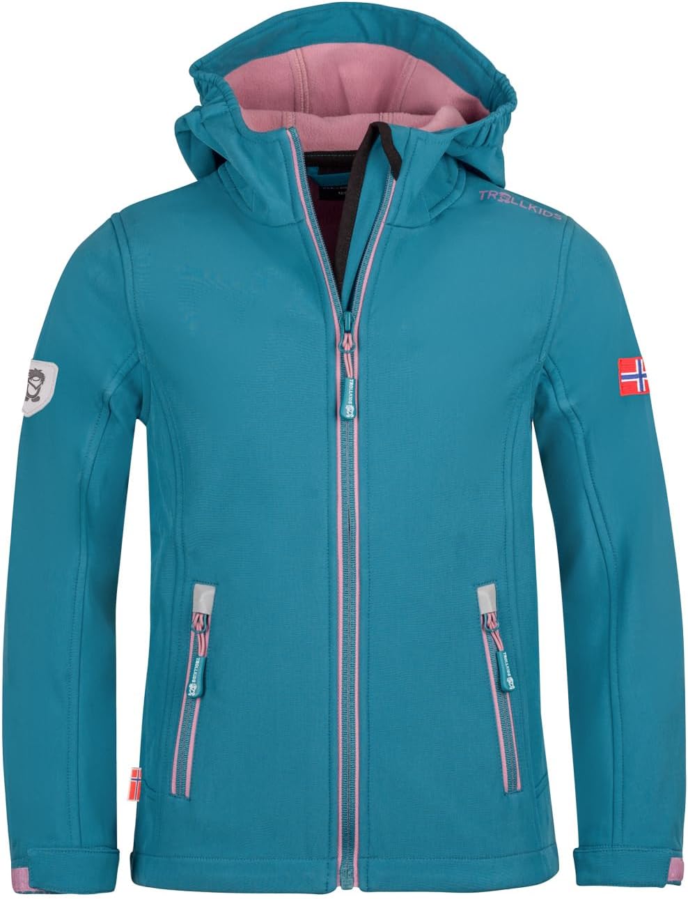Trollkids Kinder Softshell Jacke Trollfjord 98 Blaugrün/Violett, 98 Blaugrün/Violett