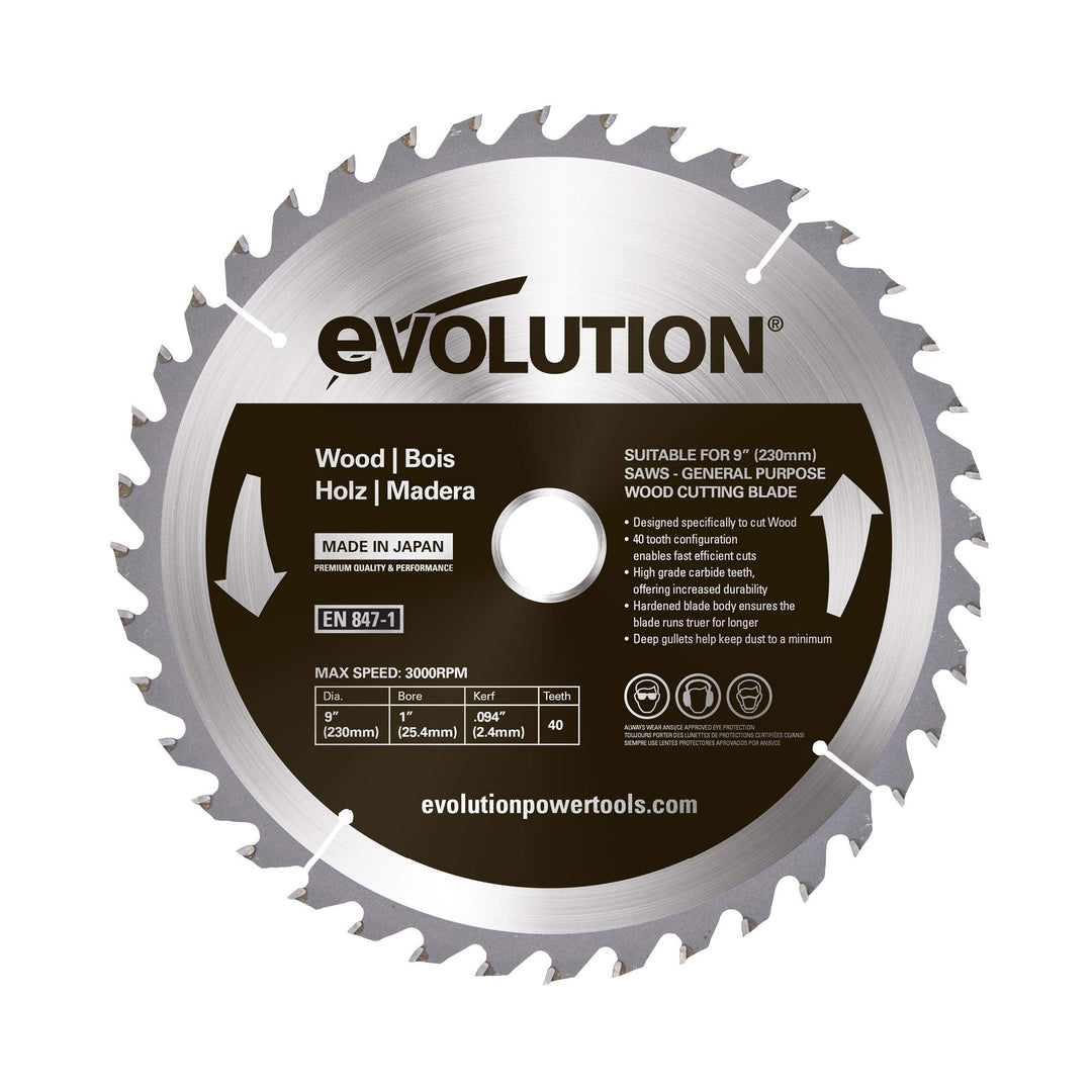 Evolution Evoblade 230 WD TCT-Kreissägeblatt für Holz, 230 mm